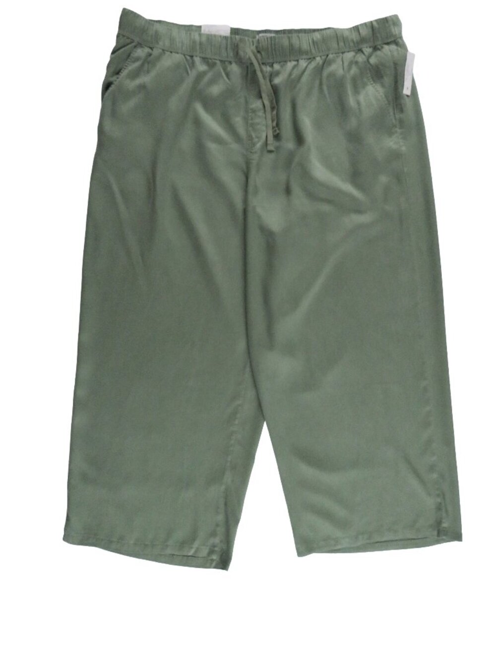 NWT Nine West 3X Olive Wide Leg Crop Lightweight Twill Pants